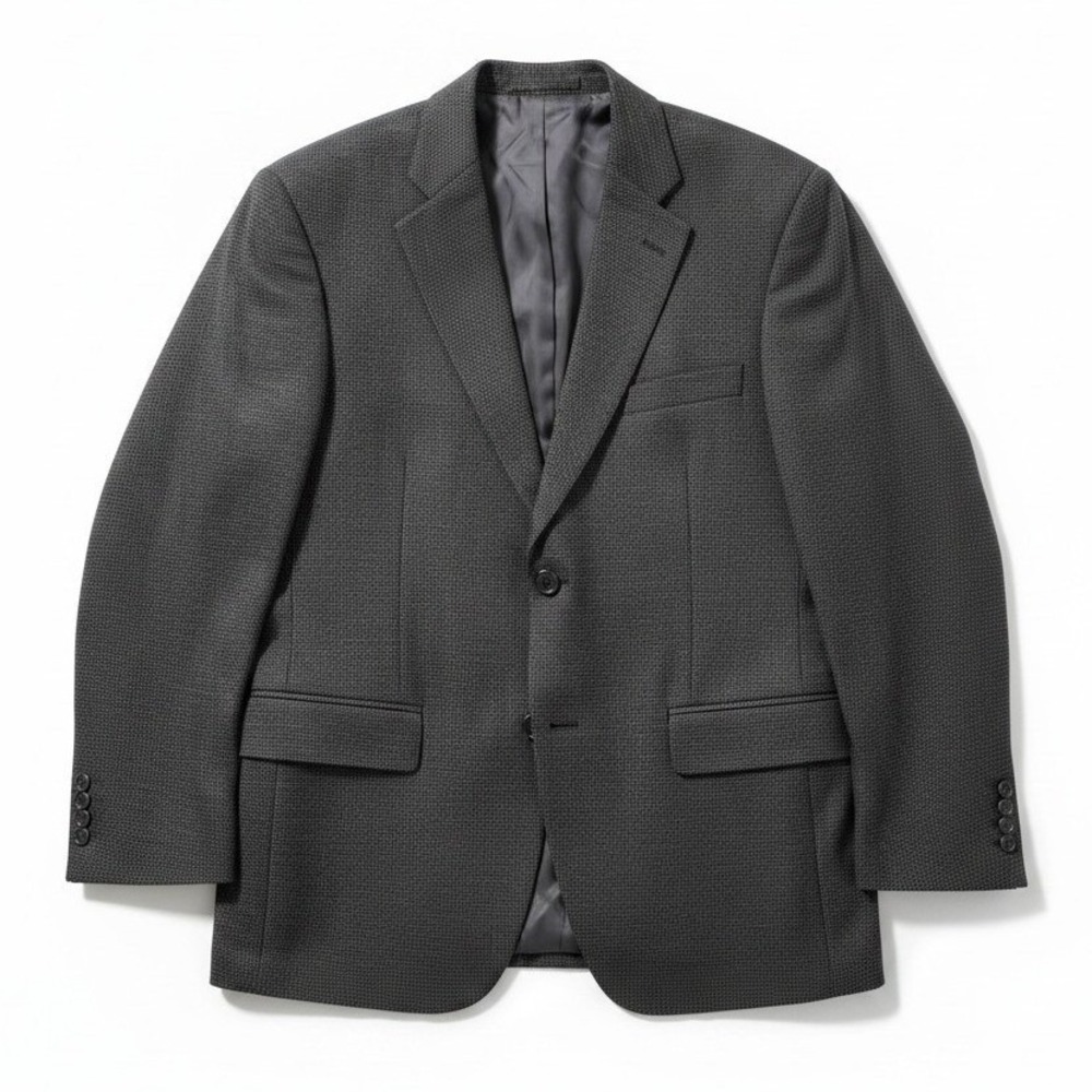 Haggar Collections Mens 42R Blazer Charcoal Gray Textured Wool Blend Jacket